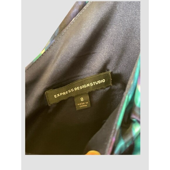 Express Design Studio Women's Purple Blue Silk Ruched Mini Dress Size 8 - Picture 6 of 8